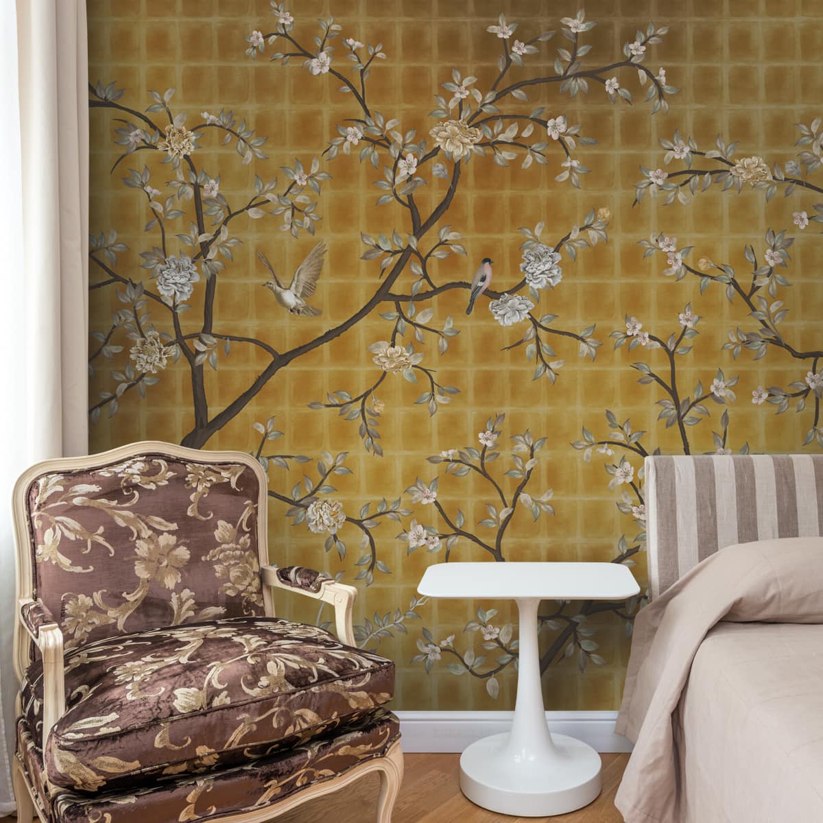 Oriental Garden, Chinoiserie Wall Wallpaper - Marble Lotus - Oriental Garden, Chinoiserie Wall Wallpaper