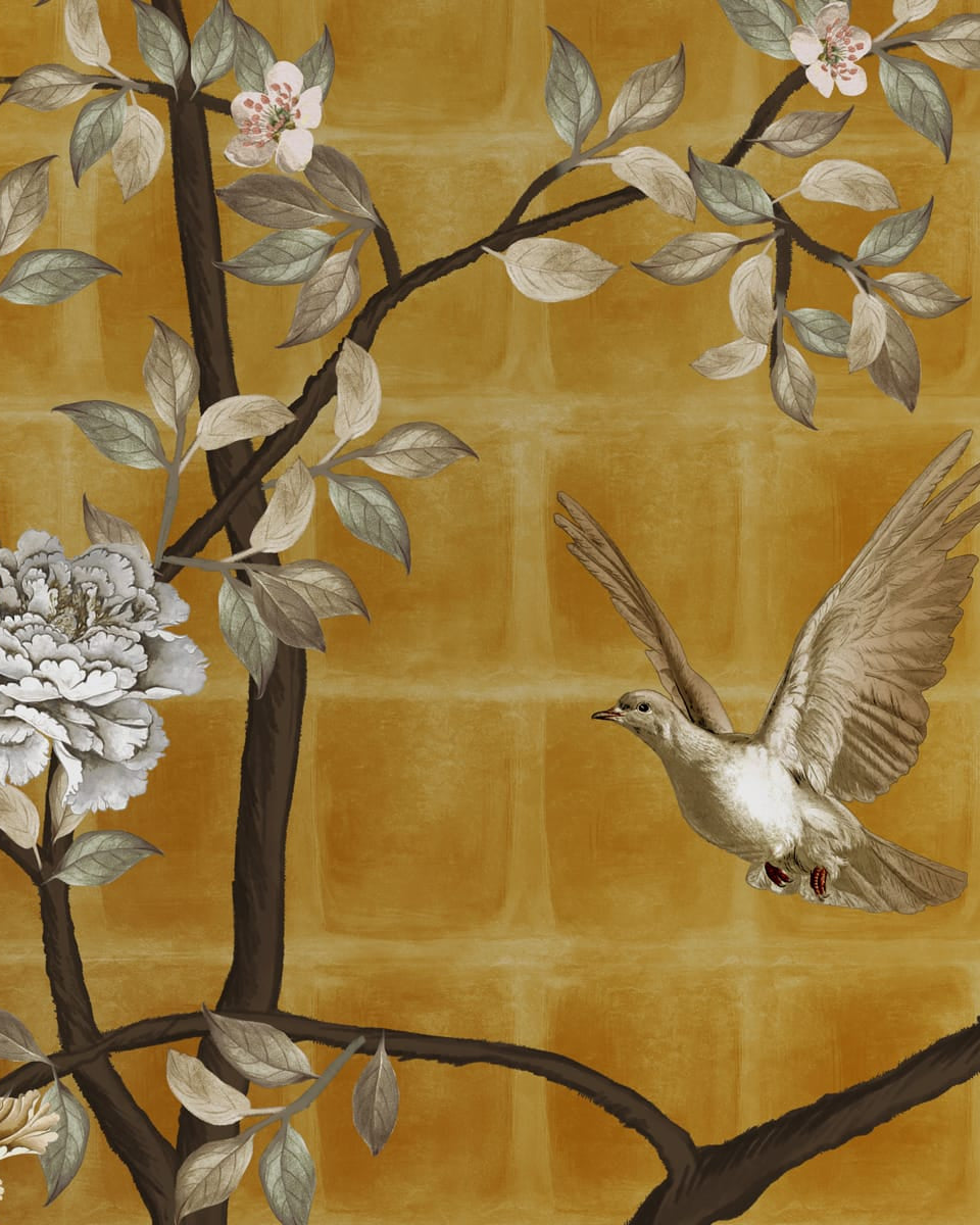 Oriental Garden, Chinoiserie Wall Wallpaper - Marble Lotus - Oriental Garden, Chinoiserie Wall Wallpaper