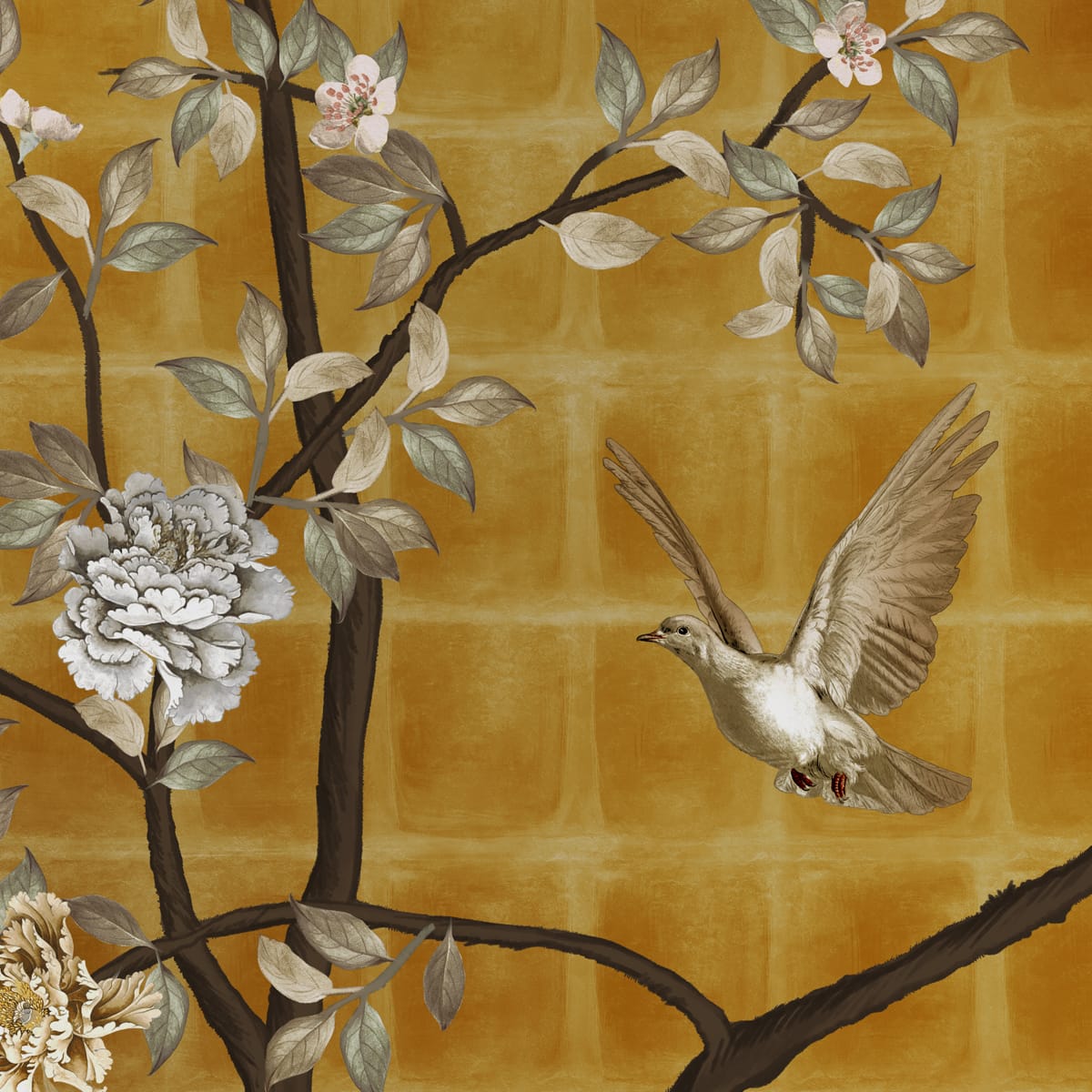 Oriental Garden, Chinoiserie Wall Wallpaper - Marble Lotus - Oriental Garden, Chinoiserie Wall Wallpaper