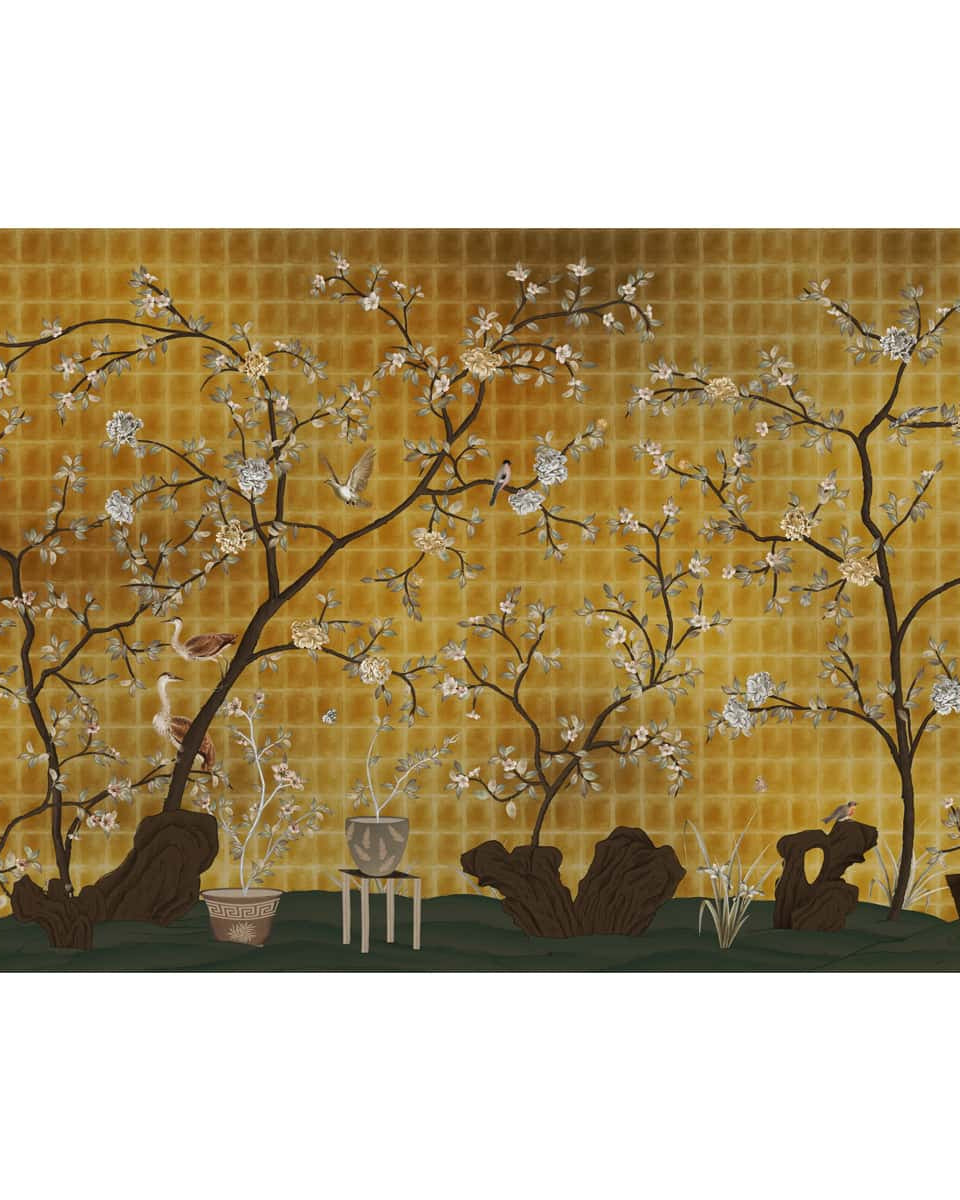 Oriental Garden, Chinoiserie Wall Wallpaper - Marble Lotus - Oriental Garden, Chinoiserie Wall Wallpaper