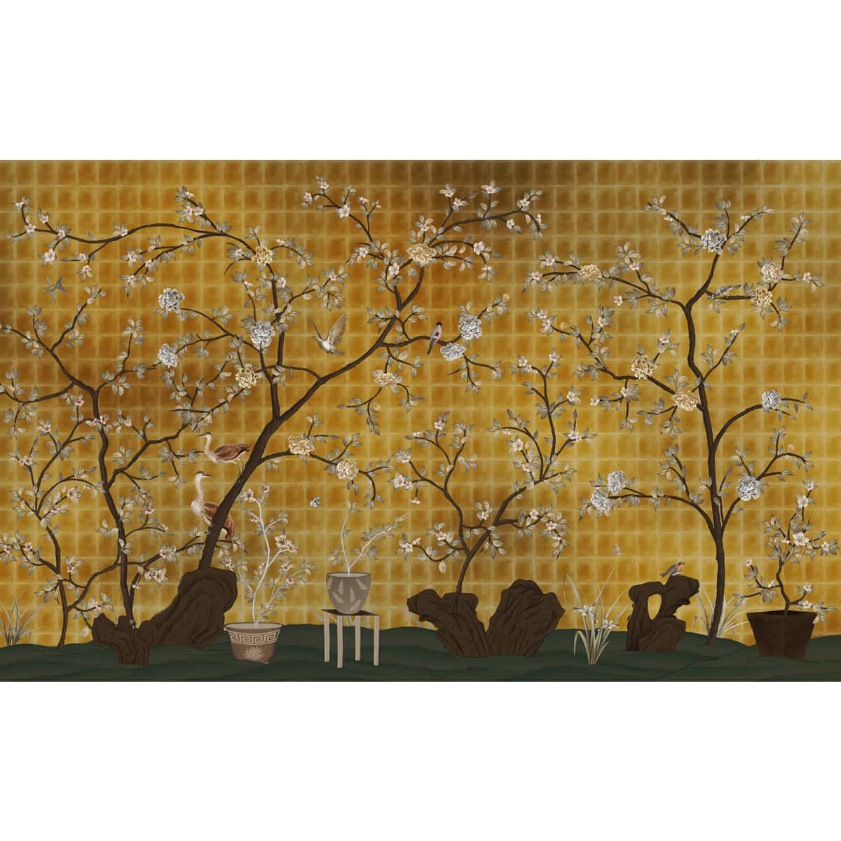 Oriental Garden, Chinoiserie Wall Wallpaper - Marble Lotus - Oriental Garden, Chinoiserie Wall Wallpaper