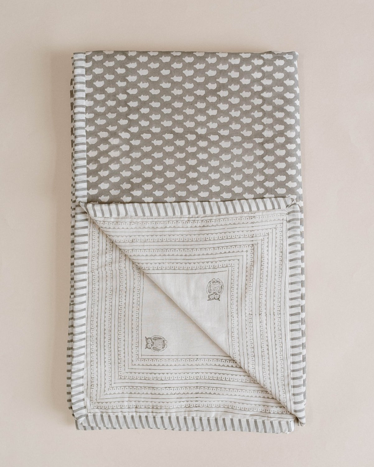Owl Block Printed Baby Dohar - Marble Lotus - Owl Block Printed Baby Dohar