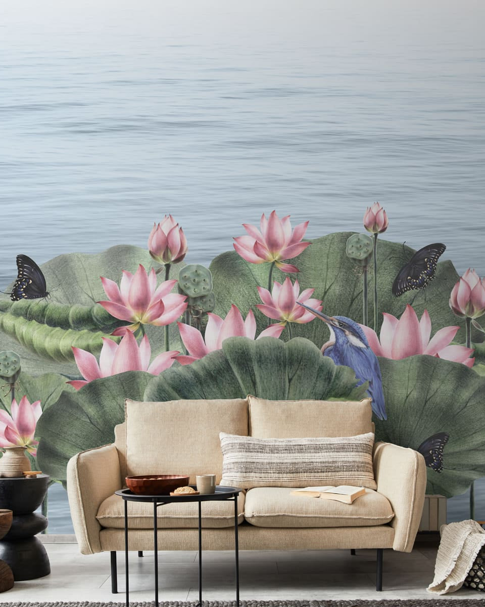 Padma, A Beautiful Lotuses Wallpaper for Walls - Marble Lotus - Padma, A Beautiful Lotuses Wallpaper for Walls