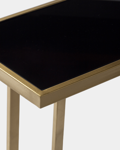 Parisian Sleek Glass Iron Table - Marble Lotus - Parisian Sleek Glass Iron Table
