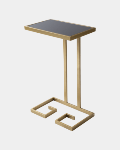 Parisian Sleek Glass Iron Table - Marble Lotus - Parisian Sleek Glass Iron Table