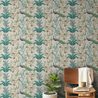 Peacock and Flowers Repeat Design, Wallpaper for Homes - Marble Lotus - Peacock and Flowers Repeat Design, Wallpaper for Homes