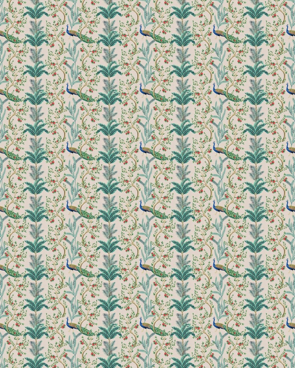 Peacock and Flowers Repeat Design, Wallpaper for Homes - Marble Lotus - Peacock and Flowers Repeat Design, Wallpaper for Homes