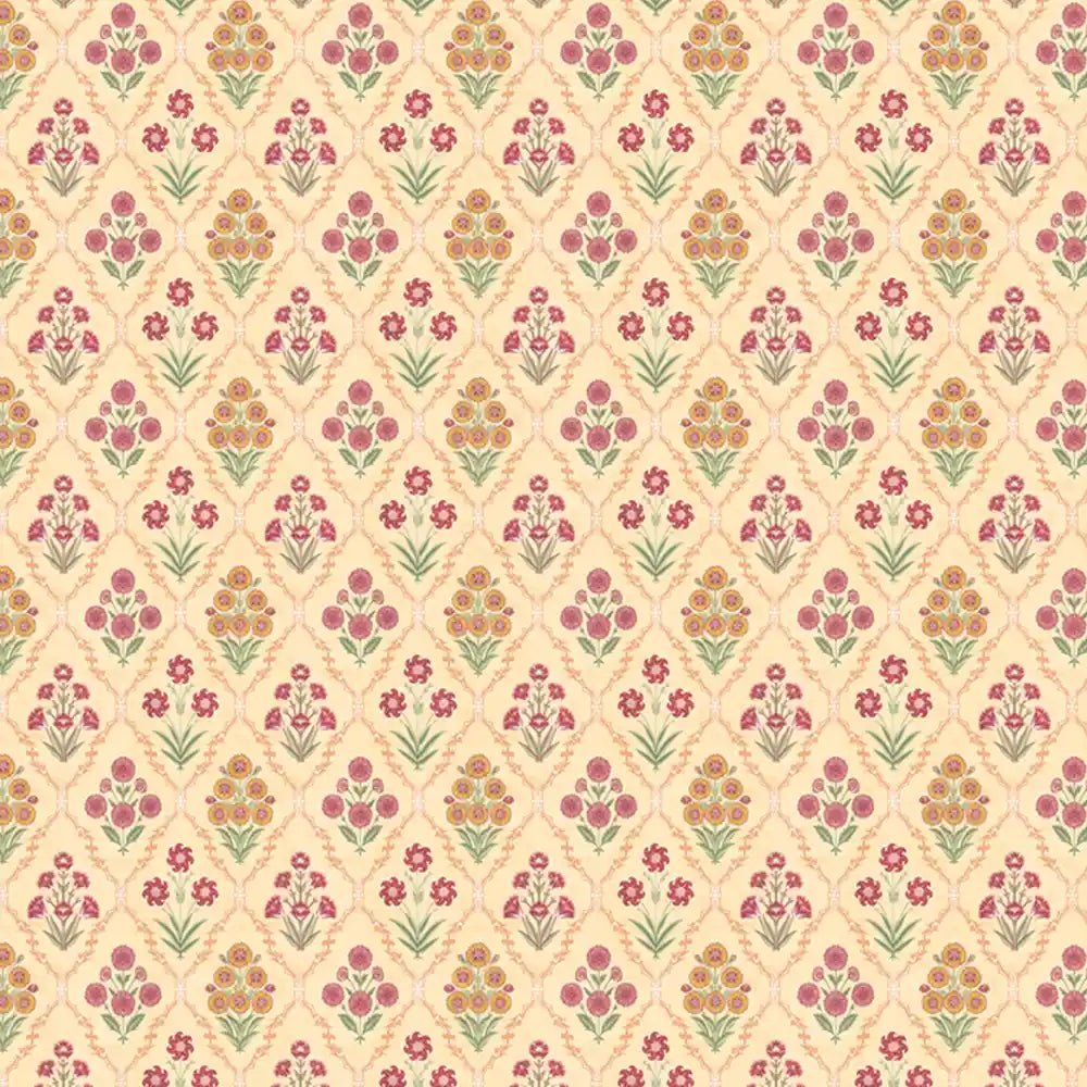 Phulwari Indian Design Wallpaper Roll in Yellow Color - Marble Lotus - Phulwari Indian Design Wallpaper Roll in Yellow Color walls