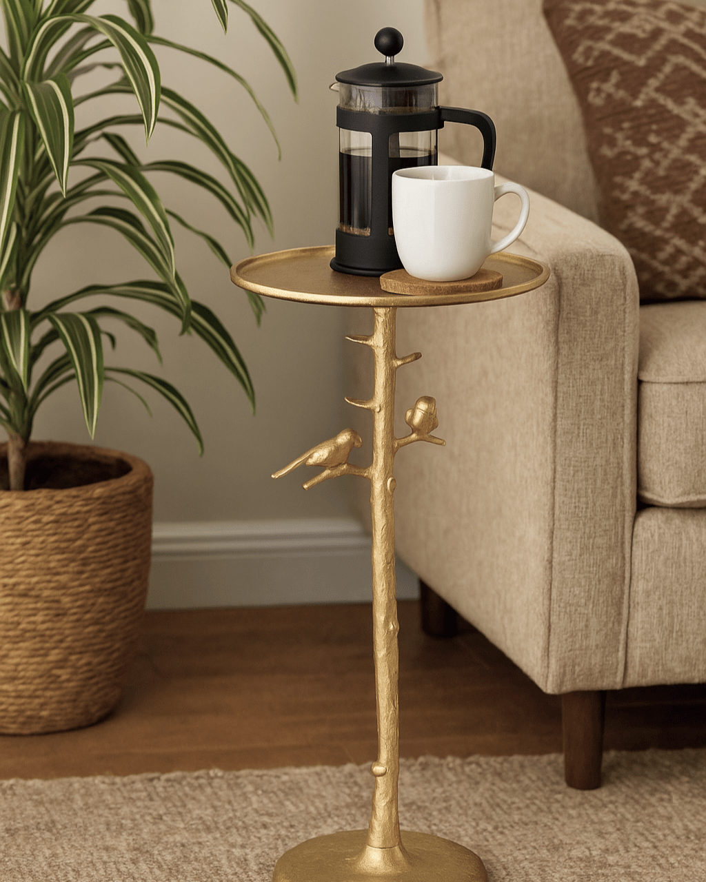 Piaf Gold Drinks Table - Marble Lotus - Piaf Gold Drinks Table