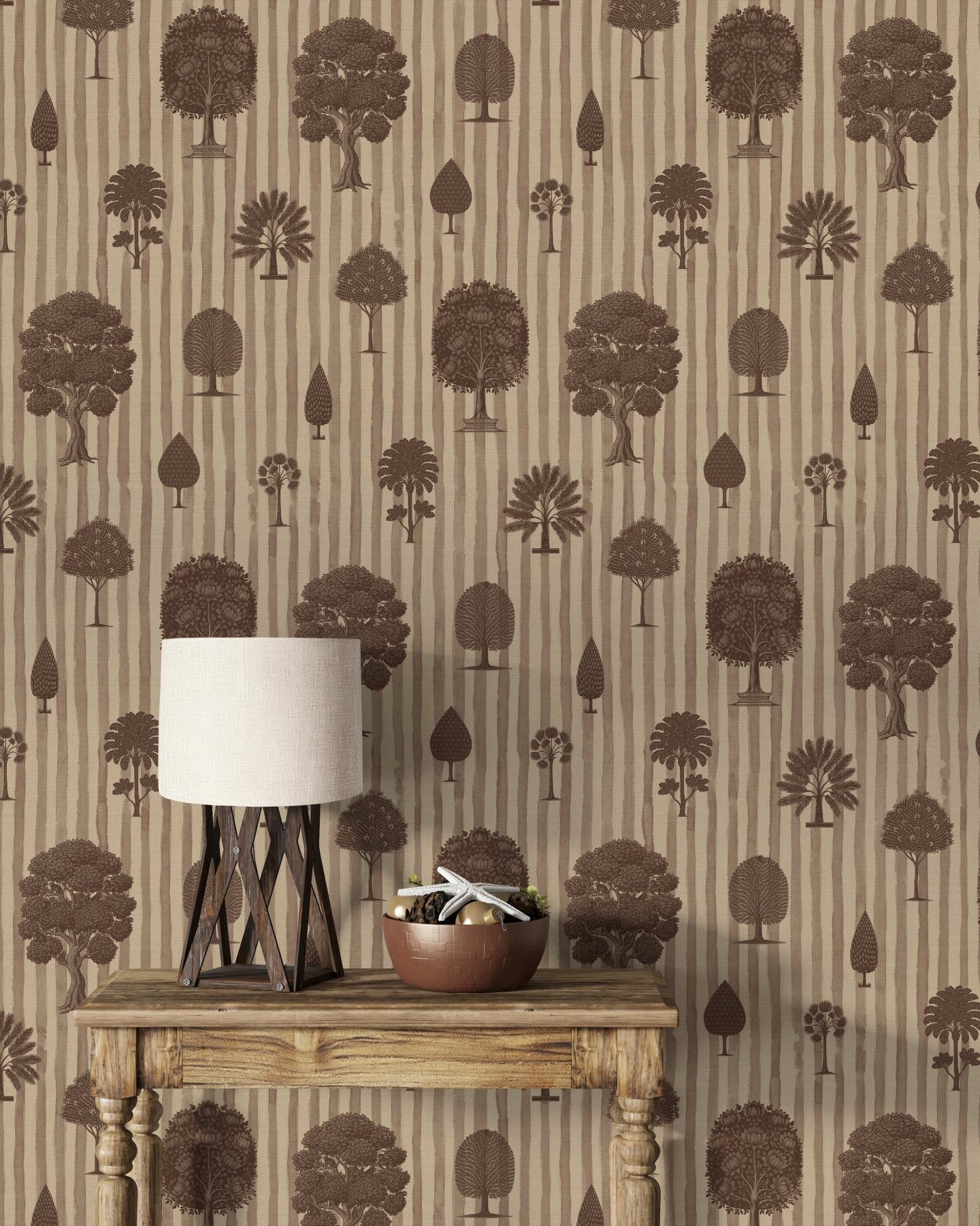 Pichwai Baag Striped - Brown - Marble Lotus - Pichwai Baag Striped - Brown