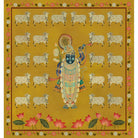 Pichwai Shrinathji Room Wallpaper With Cows - Marble Lotus - Pichwai Shrinathji Room Wallpaper With Cows by Life n Colors