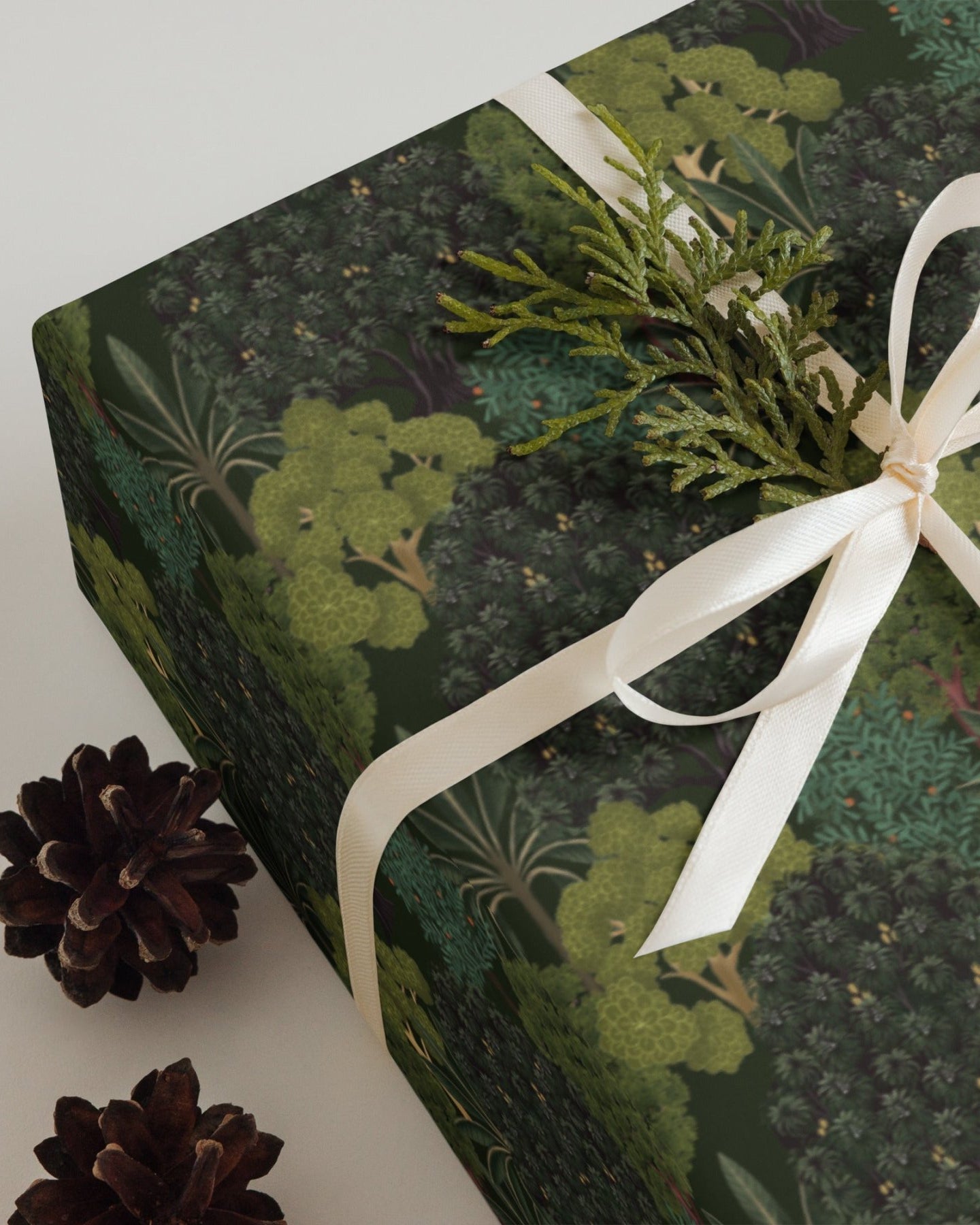 Pichwai Wrapping Paper - Green Jungle - Marble Lotus - Wrapping Paper Sheets