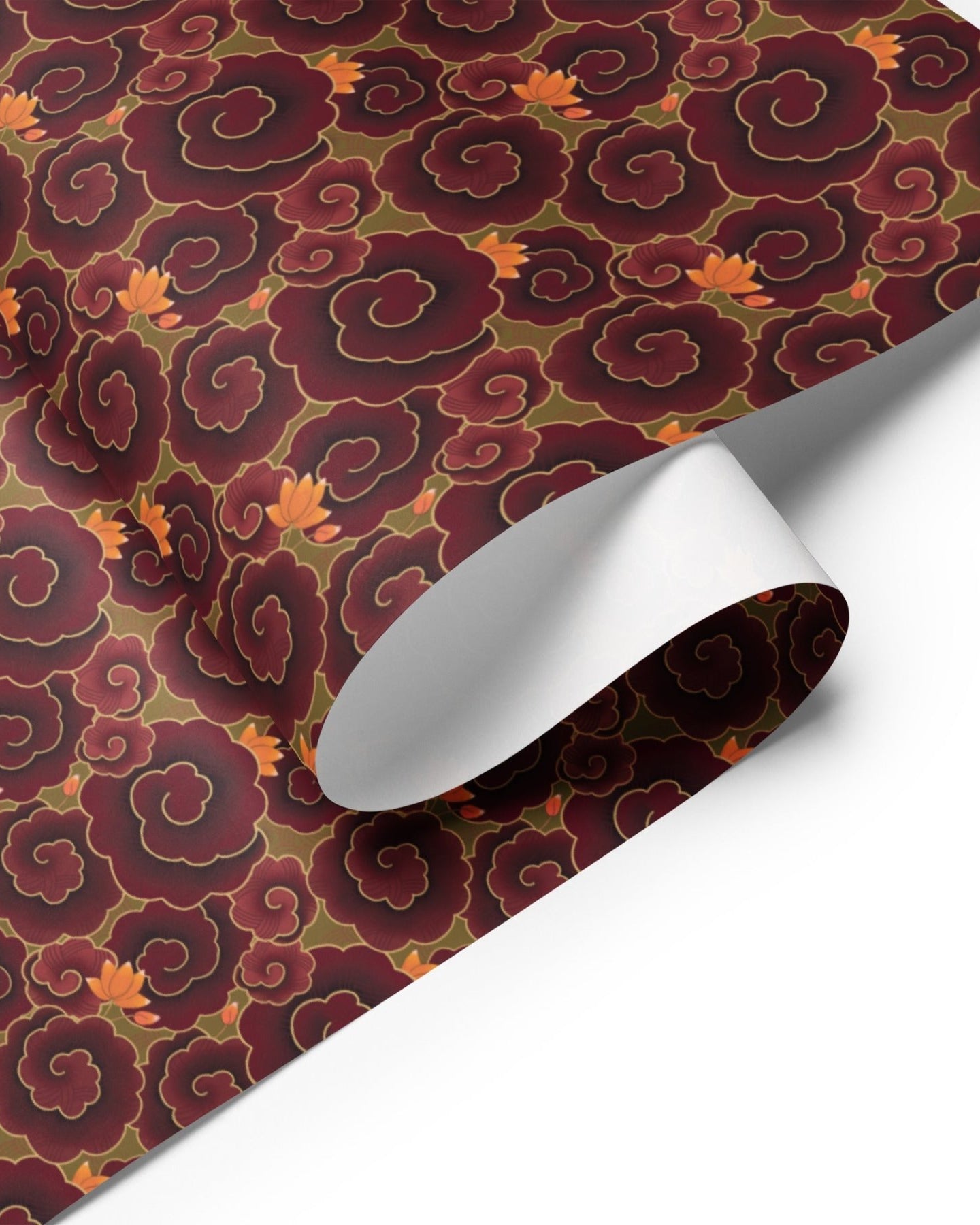 Pichwai Wrapping Paper - Maroon Swirls - Marble Lotus - Wrapping Sheets for Gifts