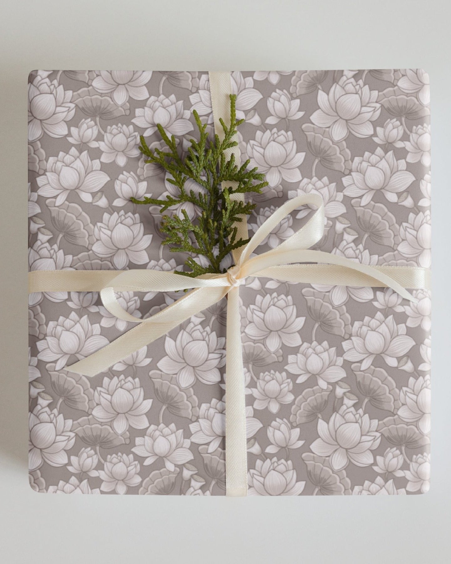 Pichwai Wrapping Paper - White Lotus - Marble Lotus - Stylish Wrapping Sheets