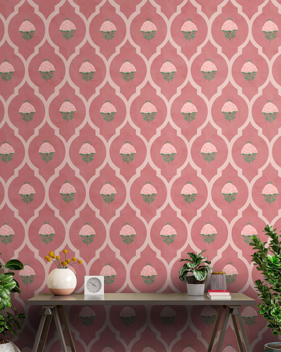 Pink Blossom, Floral Room Wallpaper - Marble Lotus - Pink Blossom, Floral Room Wallpaper