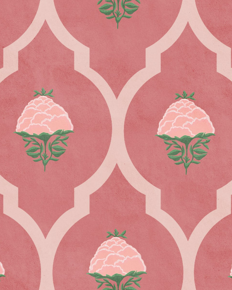 Pink Blossom, Floral Room Wallpaper - Marble Lotus - Pink Blossom, Floral Room Wallpaper