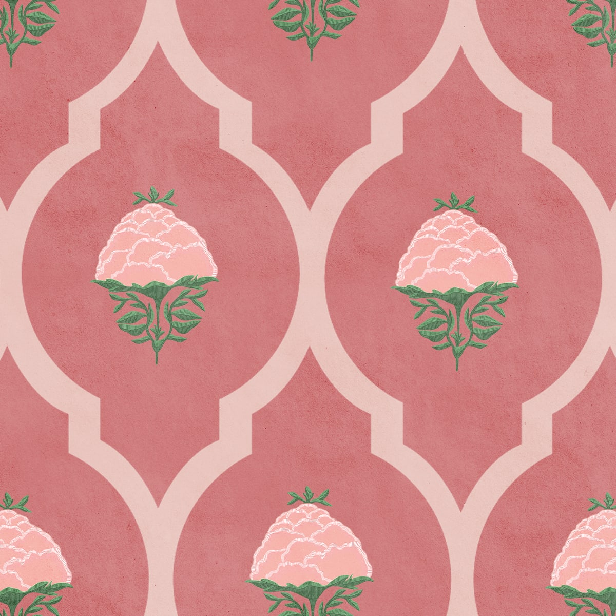 Pink Blossom, Floral Room Wallpaper - Marble Lotus - Pink Blossom, Floral Room Wallpaper