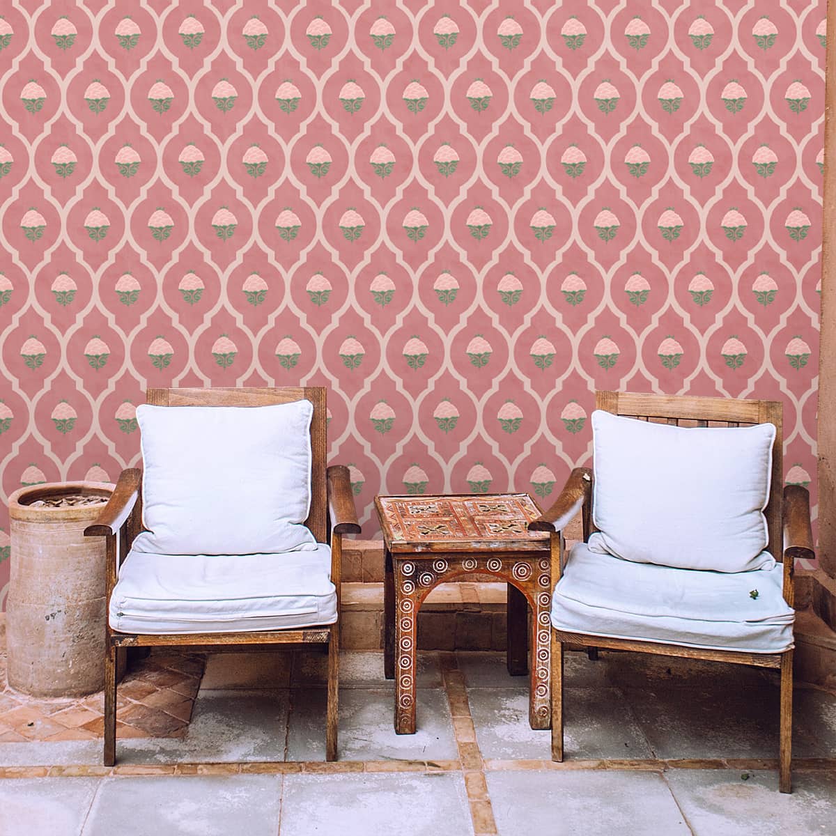 Pink Blossom, Floral Room Wallpaper - Marble Lotus - Pink Blossom, Floral Room Wallpaper