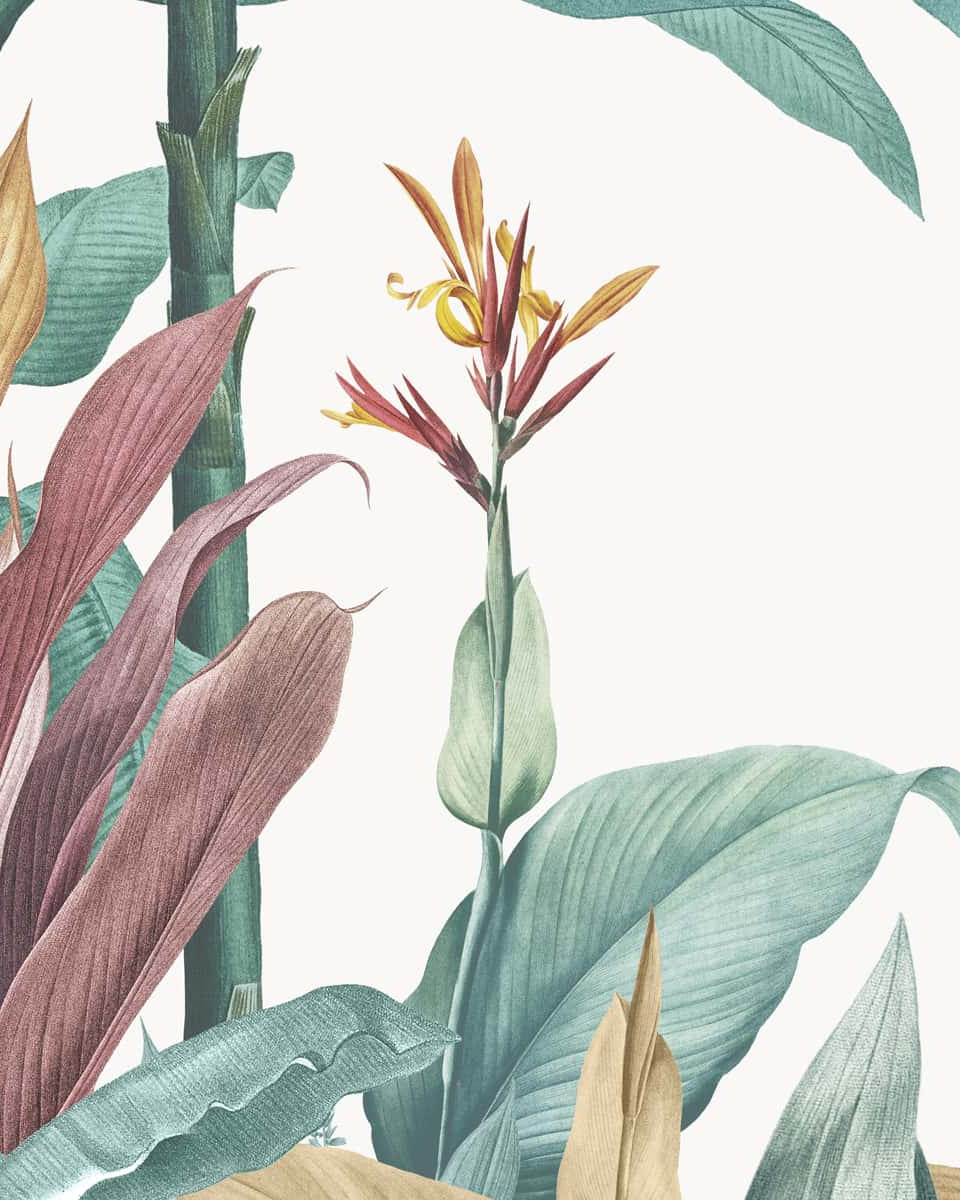 Pink & Green Tropical Trees Wallpaper - Marble Lotus - Pink & Green Tropical Trees Wallpaper