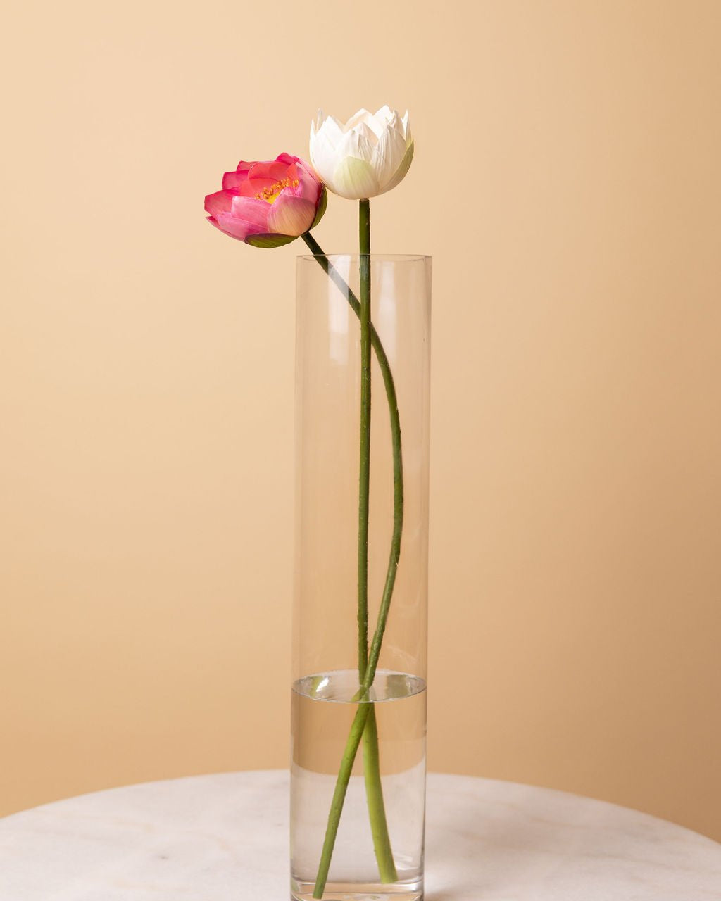 Pink Lotus Flower Stem Open - Single - Marble Lotus - Open Lotus Flower Stem
