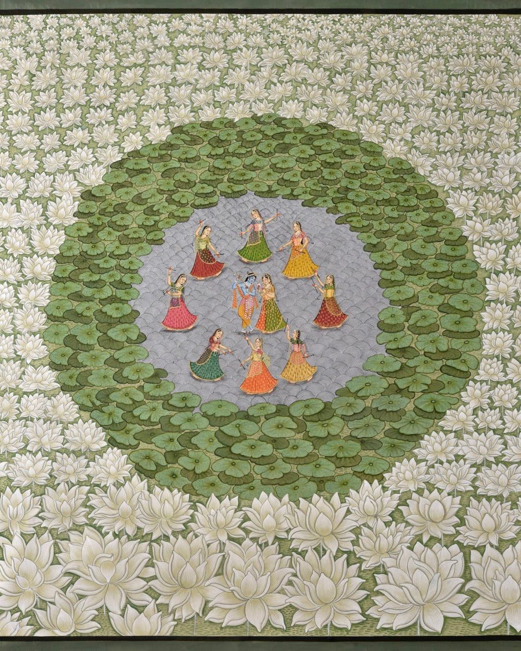 Radha Krishna Raas Leela - Pastel - Marble Lotus - Pichwai Painting | Radha Krishna Raas Leela - Pastel | Indian Art
