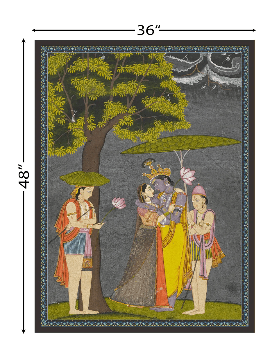 Radha Krishna Vintage Indian Painting Frameless Wall Art Digital Print Poster 36 x 48 inches - Marble Lotus - packing of Radha Krishna Vintage Indian Painting Wall Art Digital Print Poster 36 x 48 inches