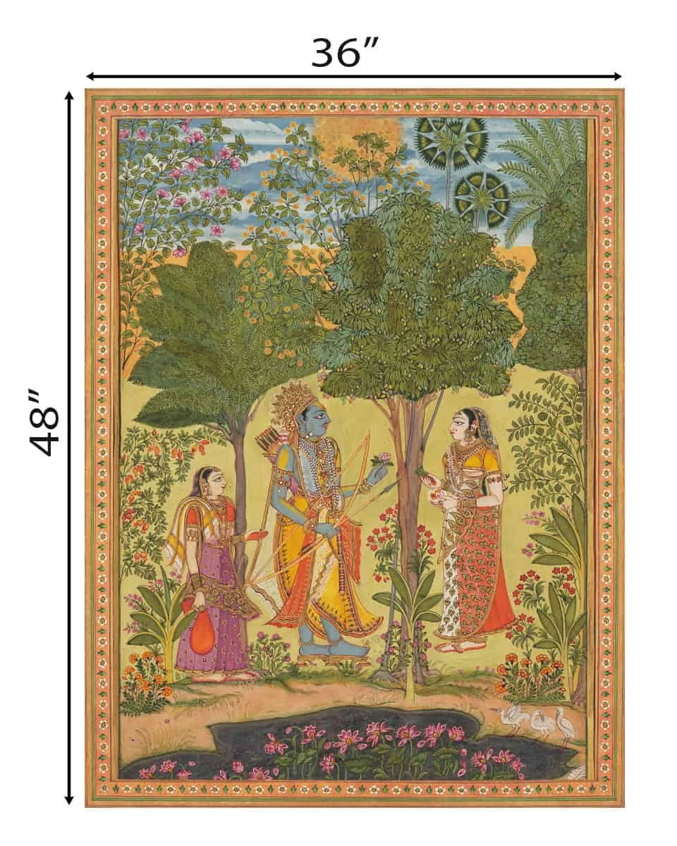 Raga Rama Vintage Indian Frameless Painting Wall Art Digital Print Poster 36 x 48 inches - Marble Lotus - Raga Rama from a Ragamala series Vintage Indian Painting Wall Art Digital Print Poster 36 x 48 inches
