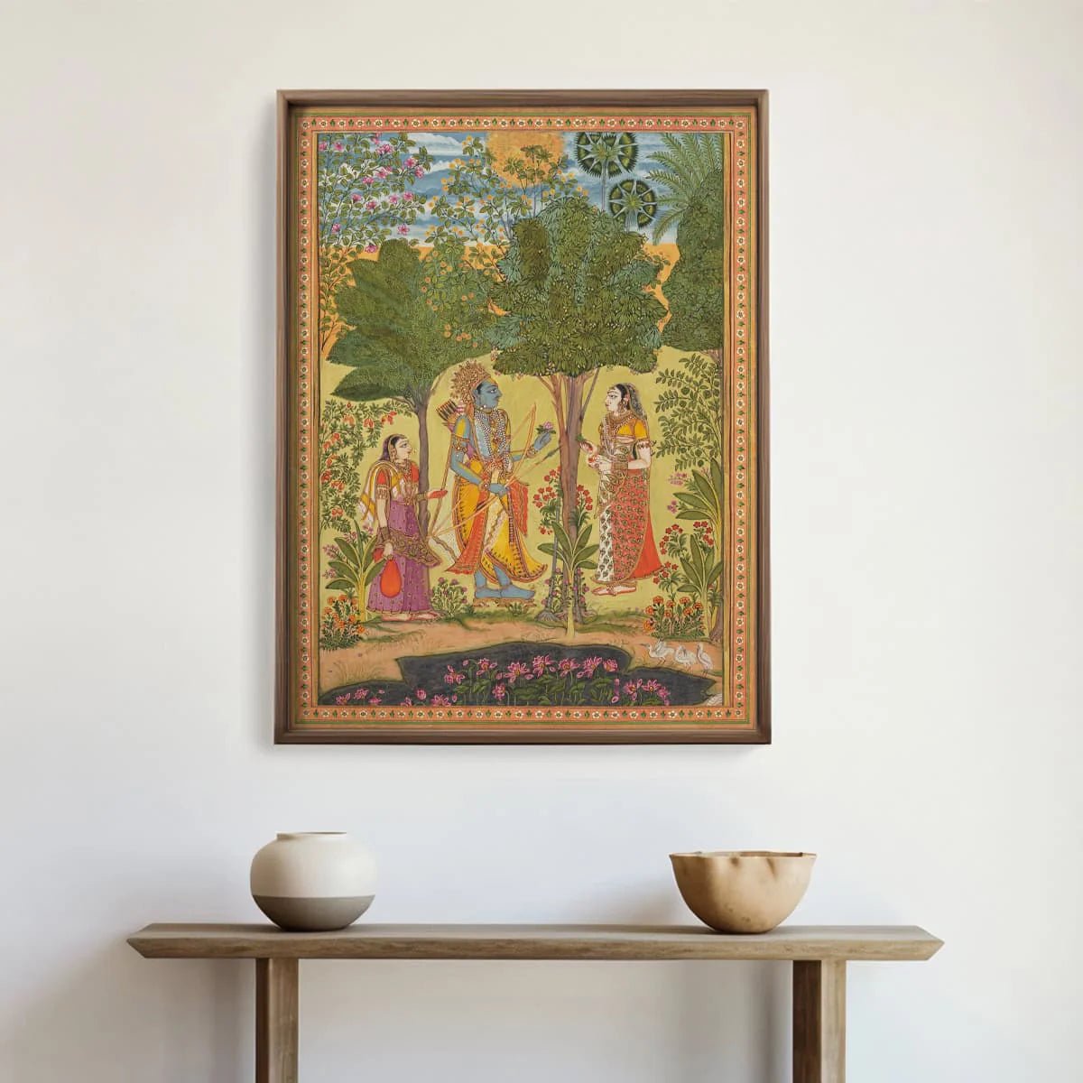 Raga Rama Vintage Indian Frameless Painting Wall Art Digital Print Poster 36 x 48 inches - Marble Lotus - Raga Rama from a Ragamala series Vintage Indian Painting Wall Art Digital Print Poster 36 x 48 inches