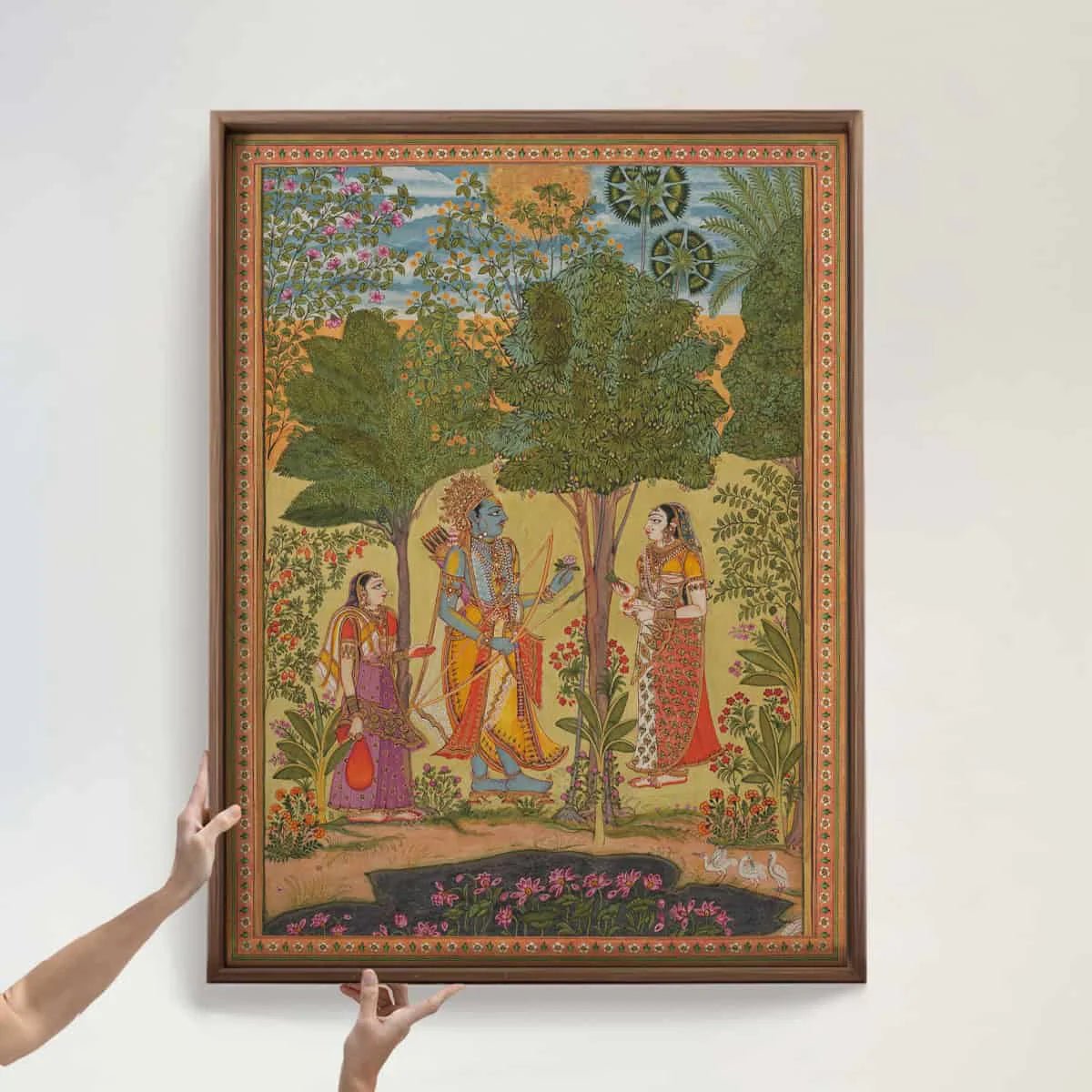 Raga Rama Vintage Indian Frameless Painting Wall Art Digital Print Poster 36 x 48 inches - Marble Lotus - Raga Rama from a Ragamala series Vintage Indian Painting Wall Art Digital Print Poster 36 x 48 inches