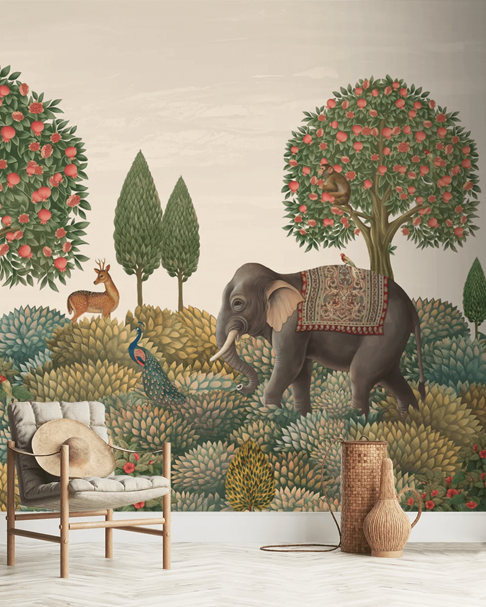 Rajasi Van, Indian Theme Customised Wallpaper for Walls - Marble Lotus - Rajasi Van, Indian Theme Wallpaper Customised