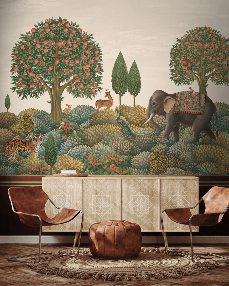 Rajasi Van, Indian Theme Customised Wallpaper for Walls - Marble Lotus - Rajasi Van, Indian Theme Wallpaper Customised