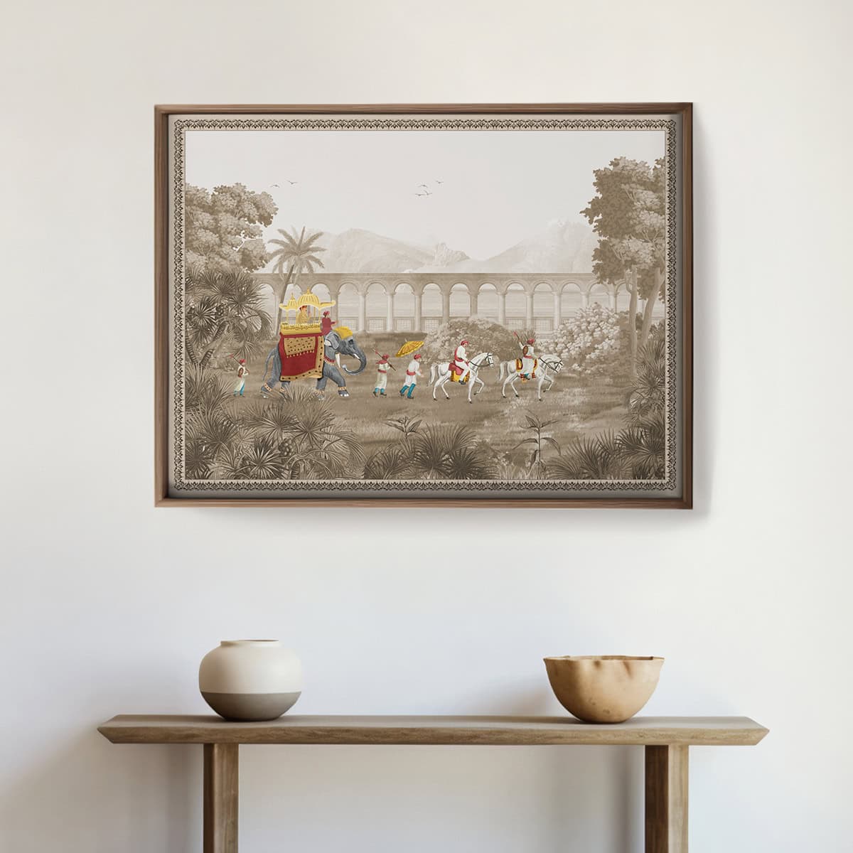 Rajasthani Rajah Painting Frameless Wall Art Digital Print Poster 36 x 48 inches - Marble Lotus - Rajasthani Rajah Painting Wall Art Digital Print Poster 36 x 48 inches Large Wall Art for Living Room Decor Mughal Art Print