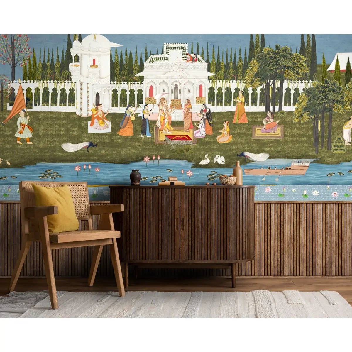 Ram Swayamvar Wallpaper in Suneherii Collection - Marble Lotus - Buy Ram Swayamvar Wallpaper in Suneherii Collection