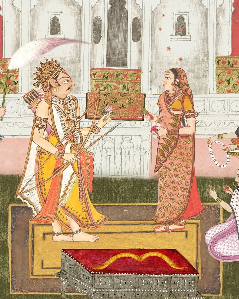 Ram Swayamvar Wallpaper in Suneherii Collection - Marble Lotus - Ram Swayamvar Wallpaper in Suneherii Collection by Life n Colors