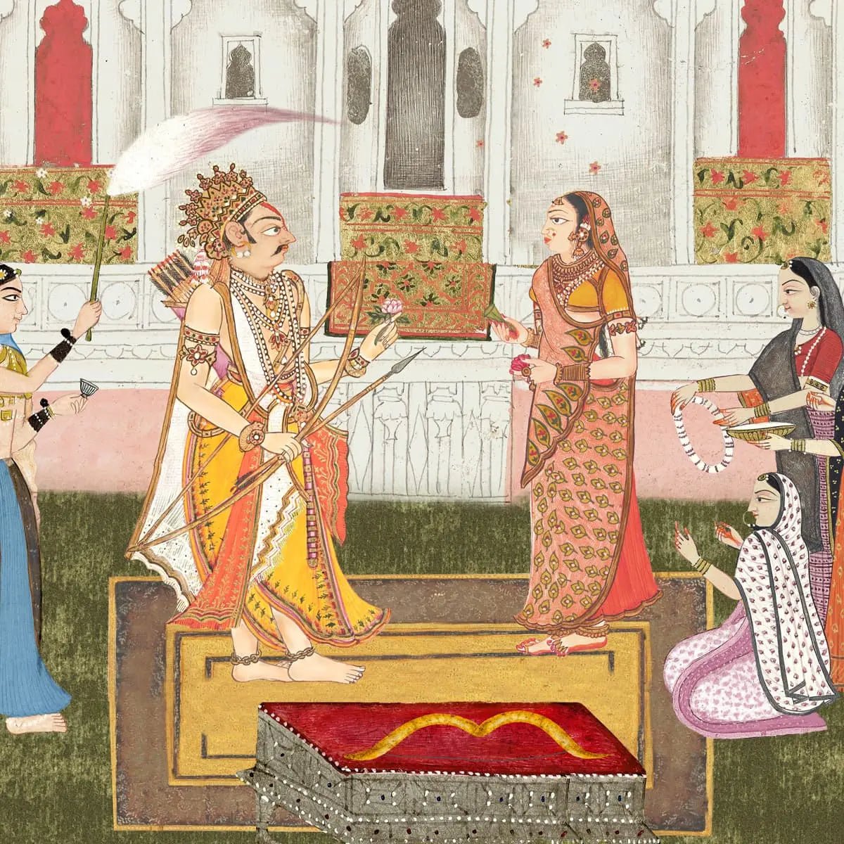 Ram Swayamvar Wallpaper in Suneherii Collection - Marble Lotus - Ram Swayamvar Wallpaper in Suneherii Collection by Life n Colors