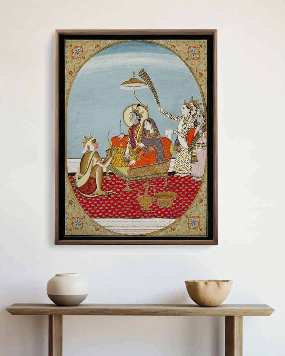 Ramdarbar Indian Painting Frameless Digital Print Poster 36 x 48 inches - Marble Lotus - Ramdarbar Indian Painting Digital Print Poster 36 x 48 inches Wall Art for Living Room Decor