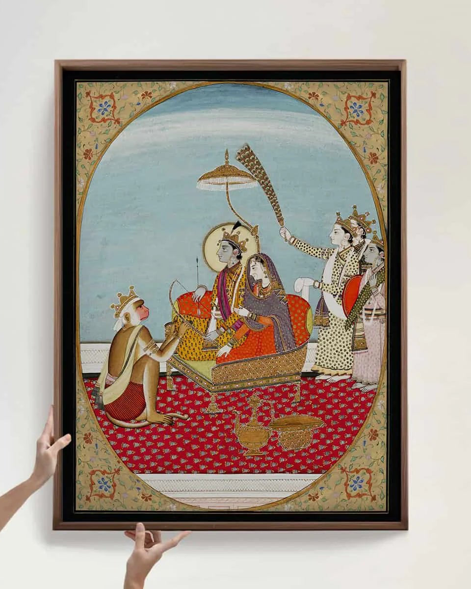 Ramdarbar Indian Painting Frameless Digital Print Poster 36 x 48 inches - Marble Lotus - Ramdarbar Indian Painting Digital Print Poster 36 x 48 inches Wall Art for Living Room Decor