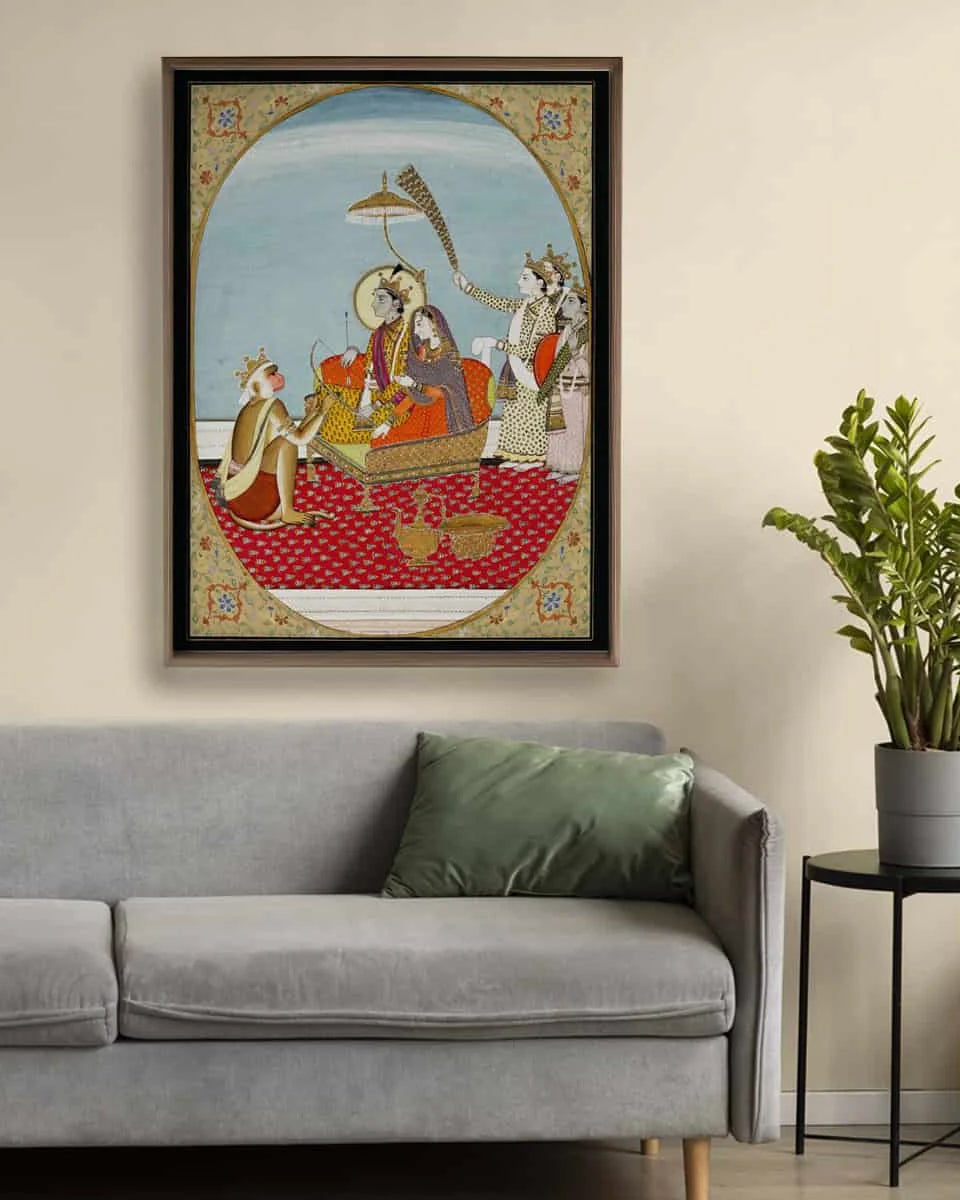 Ramdarbar Indian Painting Frameless Digital Print Poster 36 x 48 inches - Marble Lotus - Ramdarbar Indian Painting Digital Print Poster 36 x 48 inches Wall Art for Living Room Decor