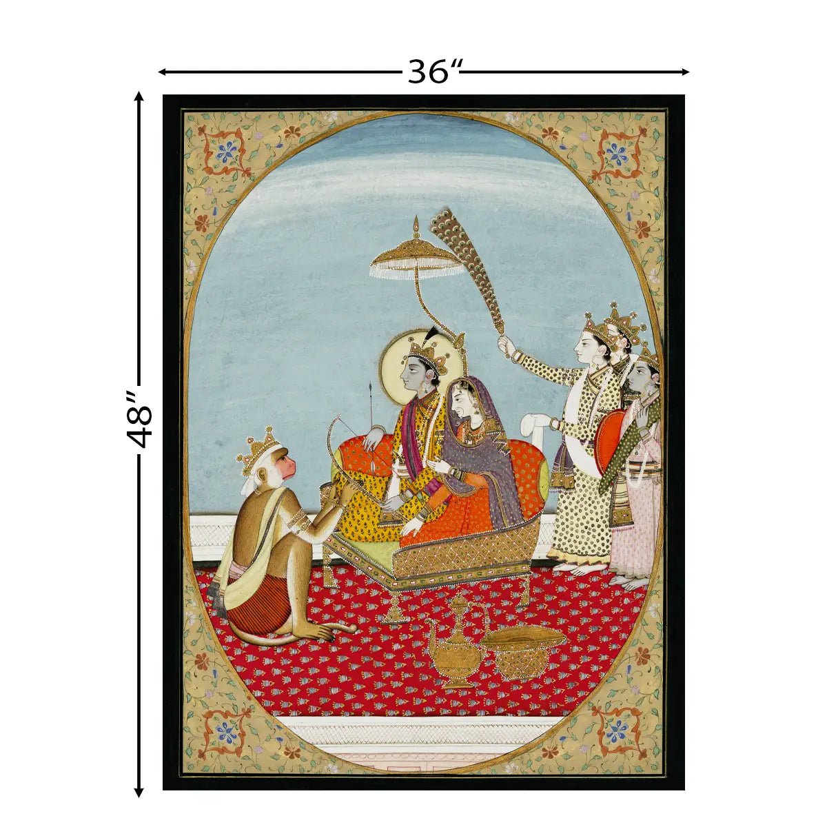 Ramdarbar Indian Painting Frameless Digital Print Poster 36 x 48 inches - Marble Lotus - Ramdarbar Indian Painting Digital Print Poster 36 x 48 inches Wall Art for Living Room Decor