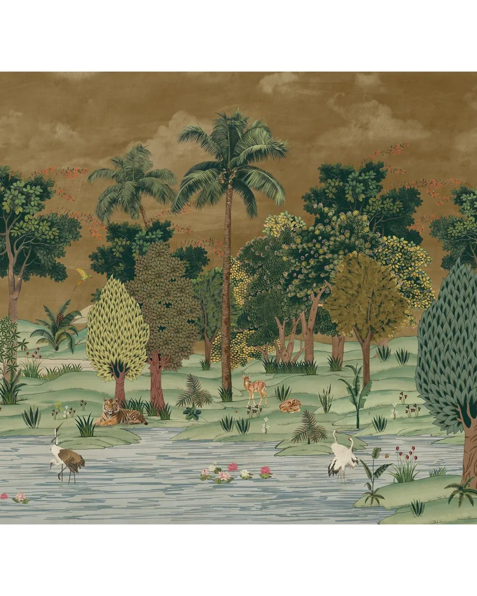 Ran Shringar Wallpaper Depicting Ranthambore Forest Designed for Walls muddy brown - Marble Lotus - Ran Shringar Wallpaper Depicting Ranthambore Forest Designed for Walls muddy brown Buy Now