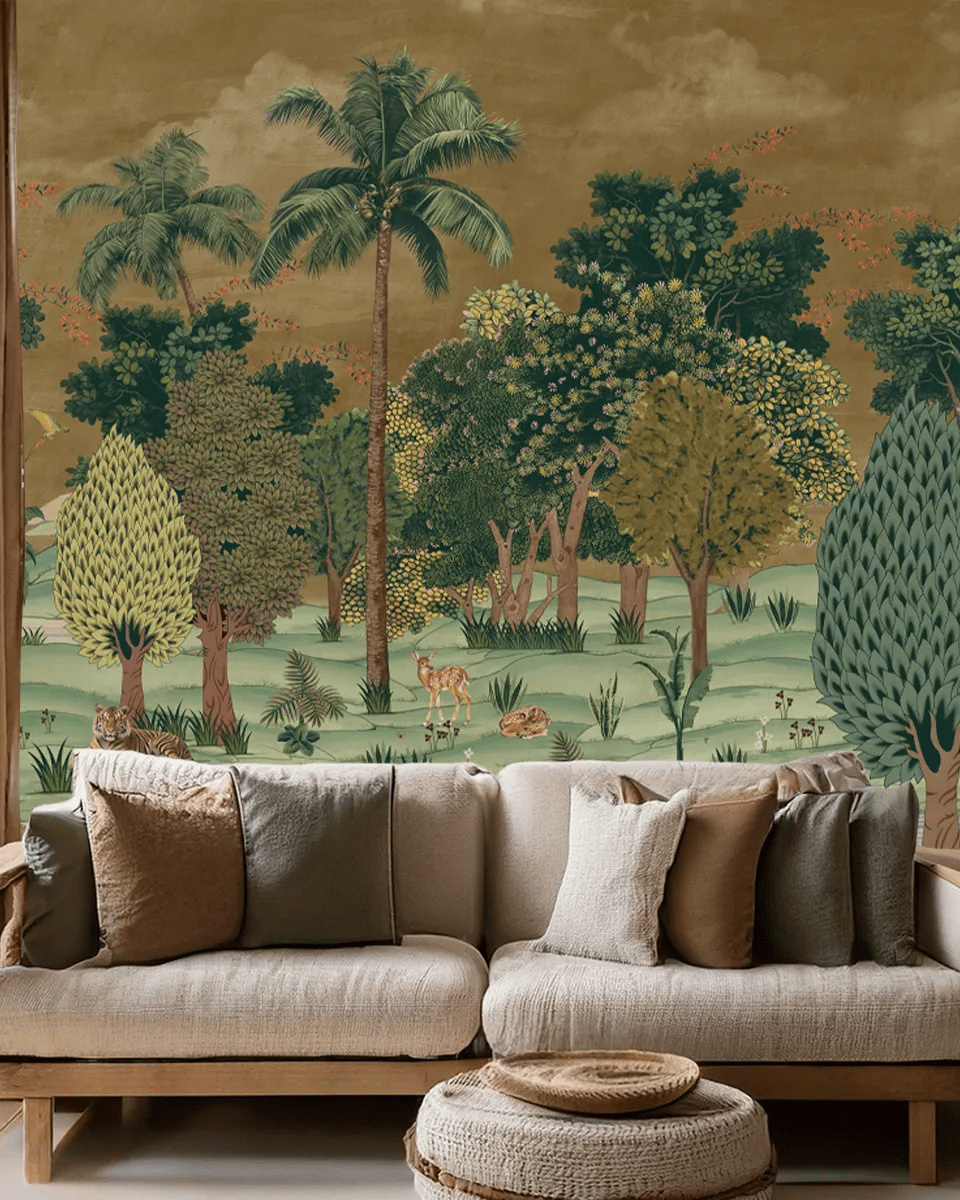 Ran Shringar Wallpaper Depicting Ranthambore Forest Designed for Walls muddy brown - Marble Lotus - Ran Shringar Wallpaper Depicting Ranthambore Forest Designed for Walls muddy brown