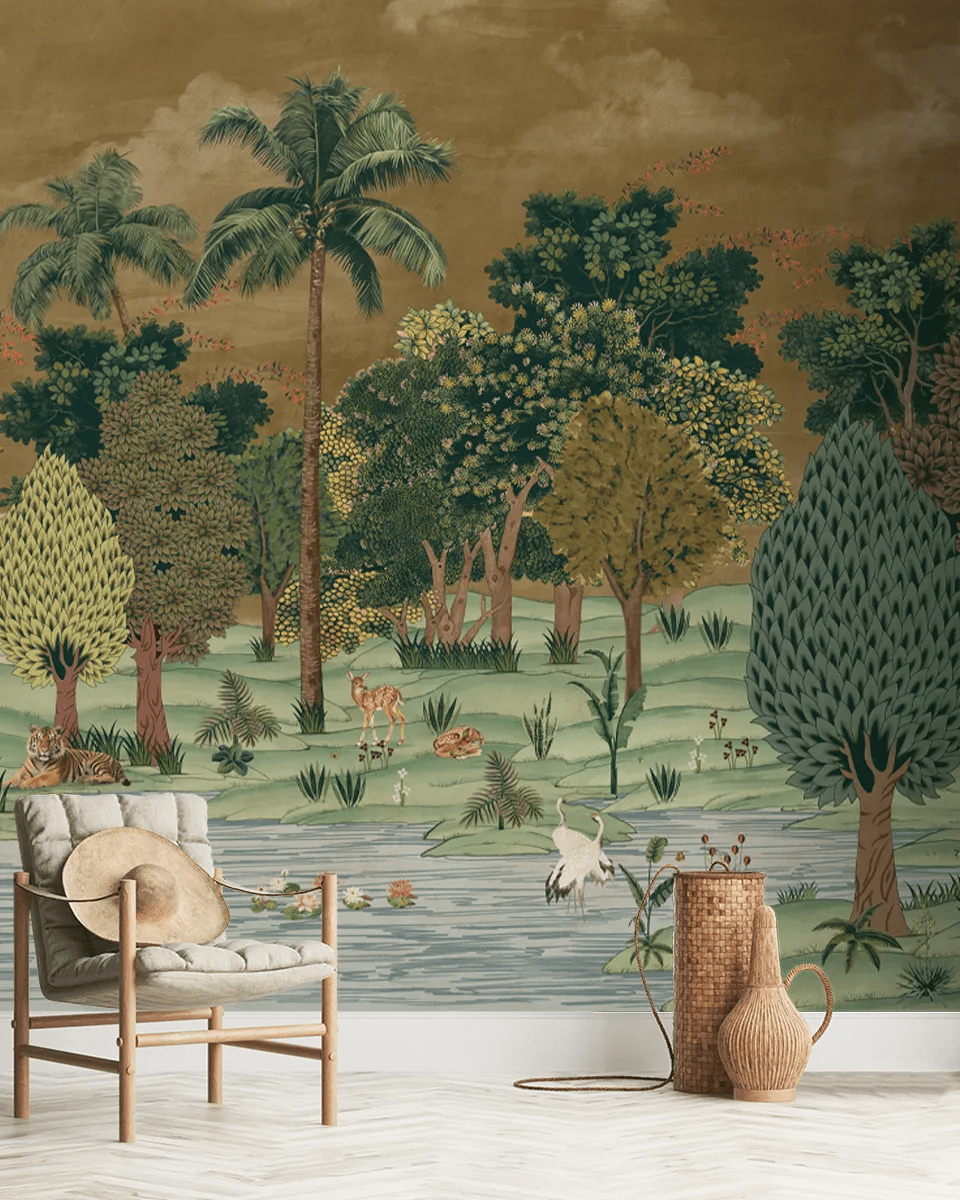 Ran Shringar Wallpaper Depicting Ranthambore Forest Designed for Walls muddy brown - Marble Lotus - Ran Shringar Wallpaper Depicting Ranthambore Forest Designed for Walls muddy brown