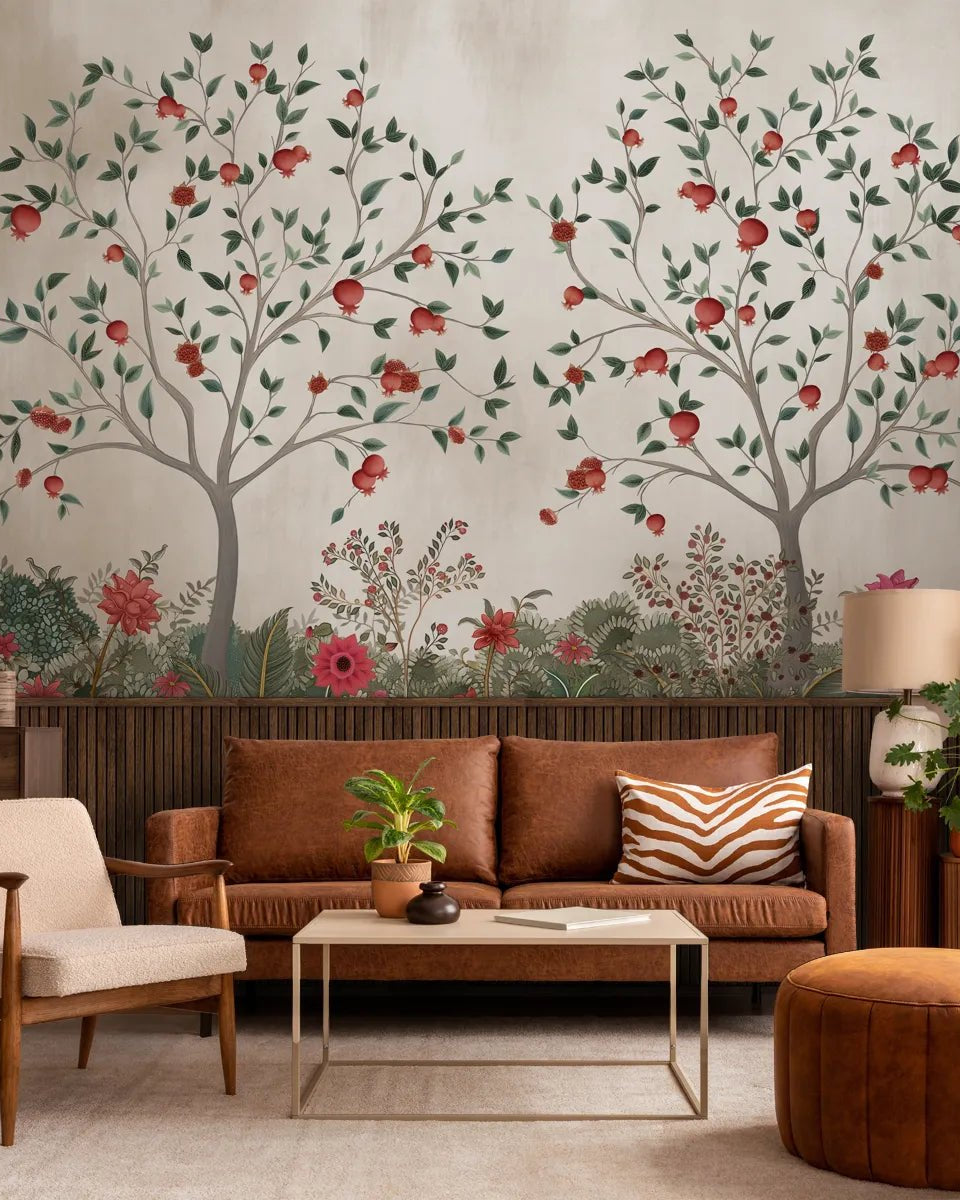 Rang Baag Indian Style Wallpaper Customised - Marble Lotus - Rang Baag Indian Style Wallpaper Customised