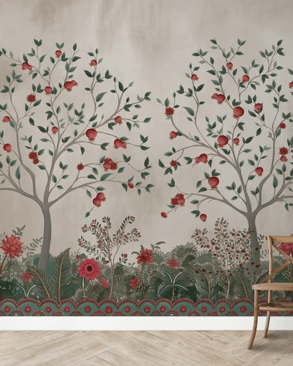 Rang Baag Indian Style Wallpaper Customised - Marble Lotus - Rang Baag Indian Style Wallpaper Customised