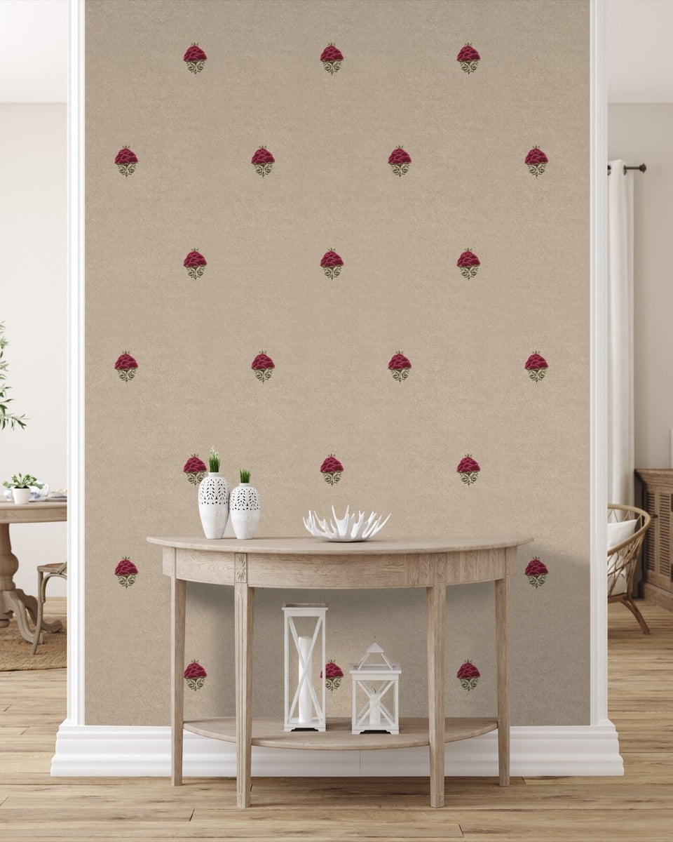 Rani, Indian Floral Pattern Wallpaper - Marble Lotus - Rani, Indian Floral Pattern Wallpaper