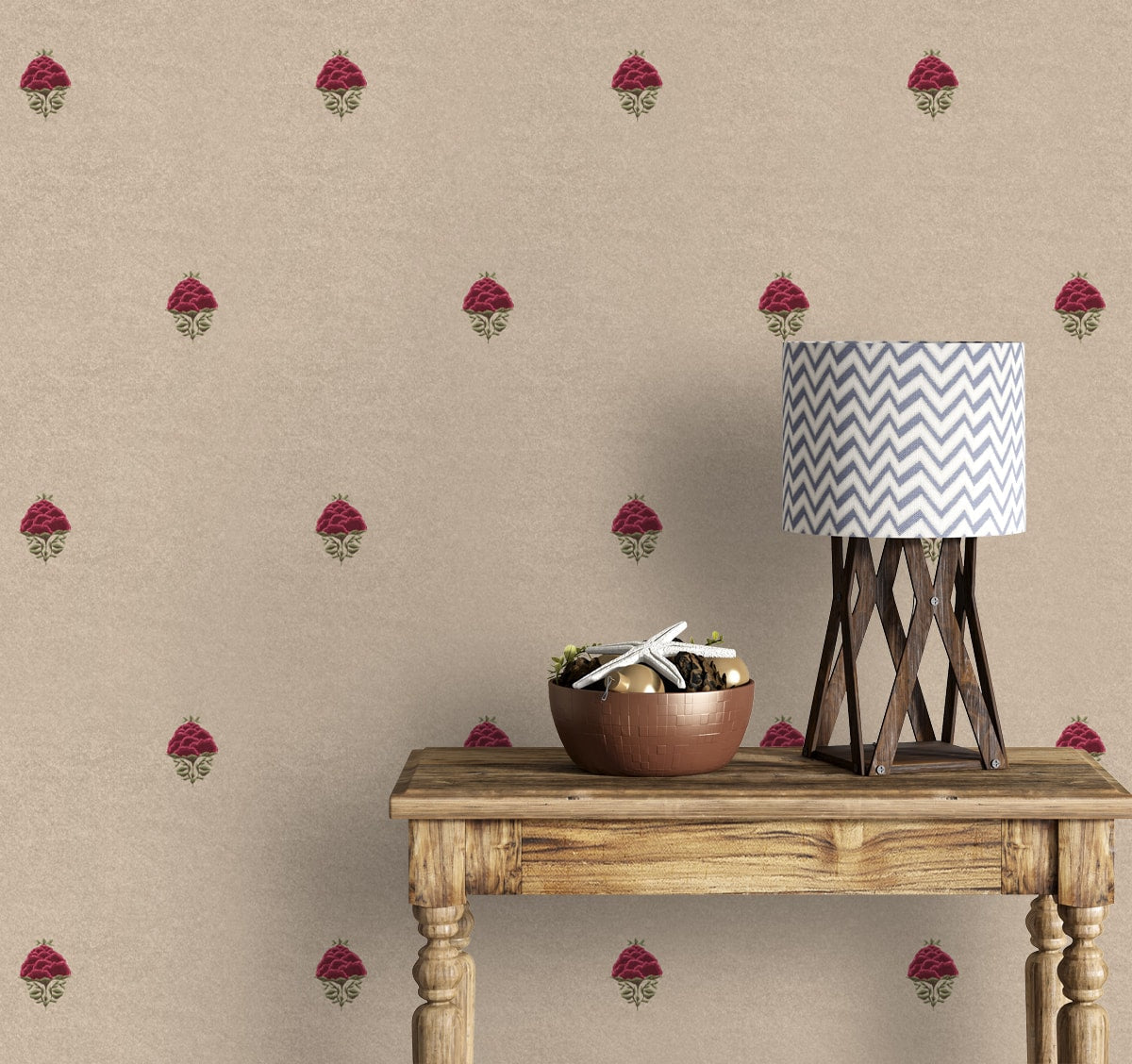 Rani, Indian Floral Pattern Wallpaper - Marble Lotus - Rani, Indian Floral Pattern Wallpaper