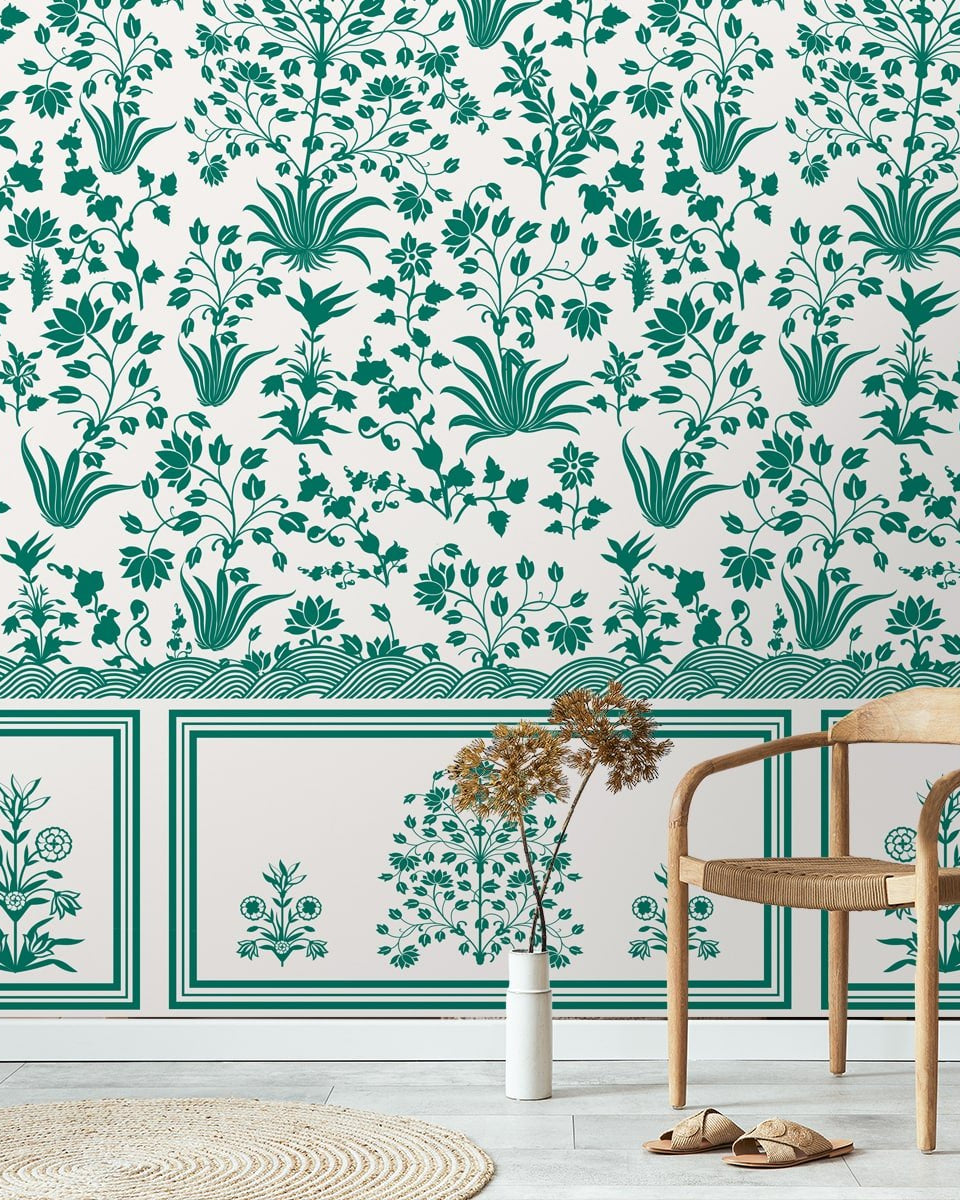 Roop Mahal, Vintage Wallpaper Design - Marble Lotus - Roop Mahal, Vintage Wallpaper Design