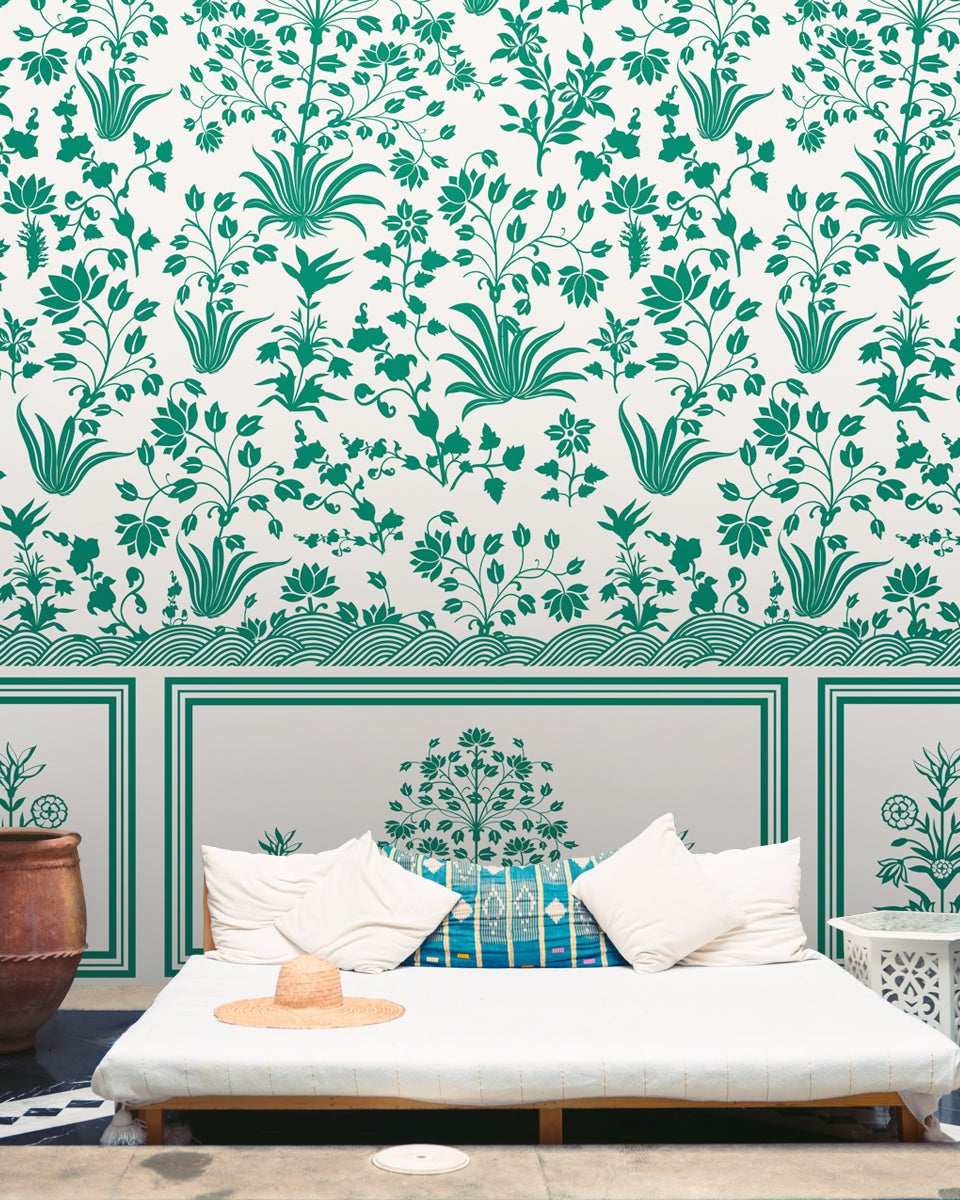 Roop Mahal, Vintage Wallpaper Design - Marble Lotus - Roop Mahal, Vintage Wallpaper Design