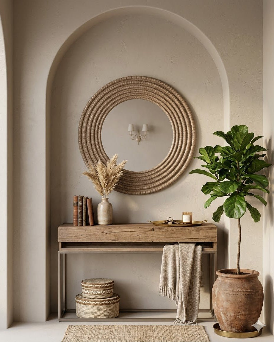 Round Vintage Essence Mirror - Marble Lotus - Round Vintage Essence Mirror