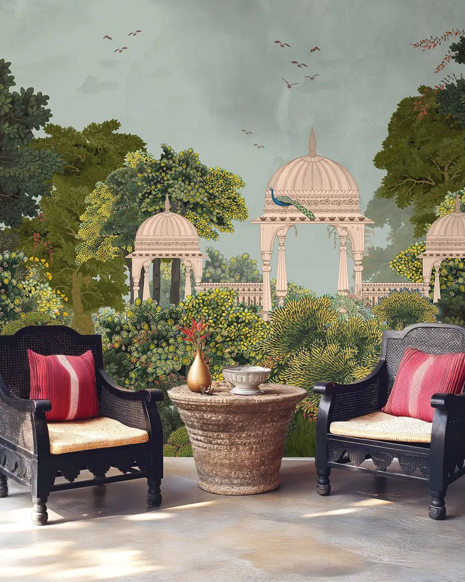 Royal Enclave Rich Indian Theme Wallpaper for Walls - Marble Lotus - Royal Enclave Rich Indian Theme Wallpaper for Walls